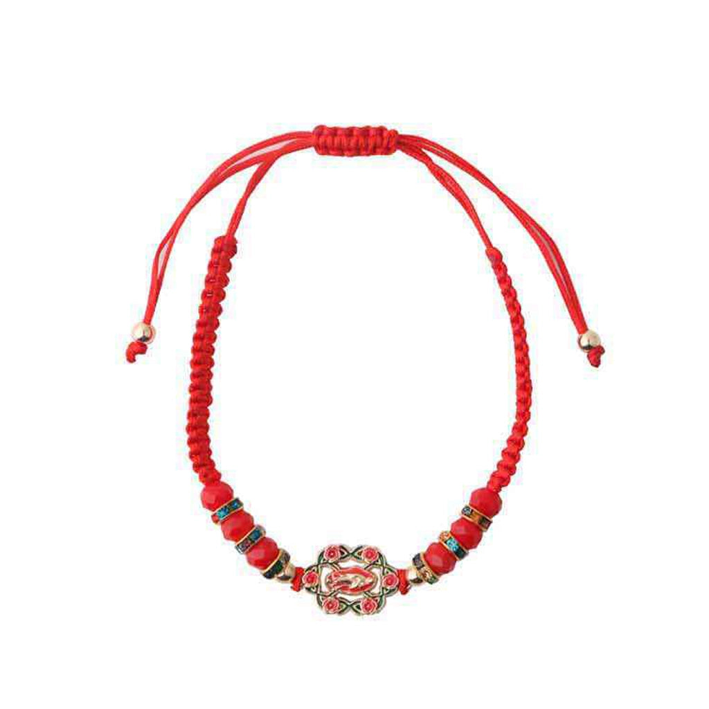 Red String of Fate Virgin Mary: Adjustable Protection Charm Bracelet