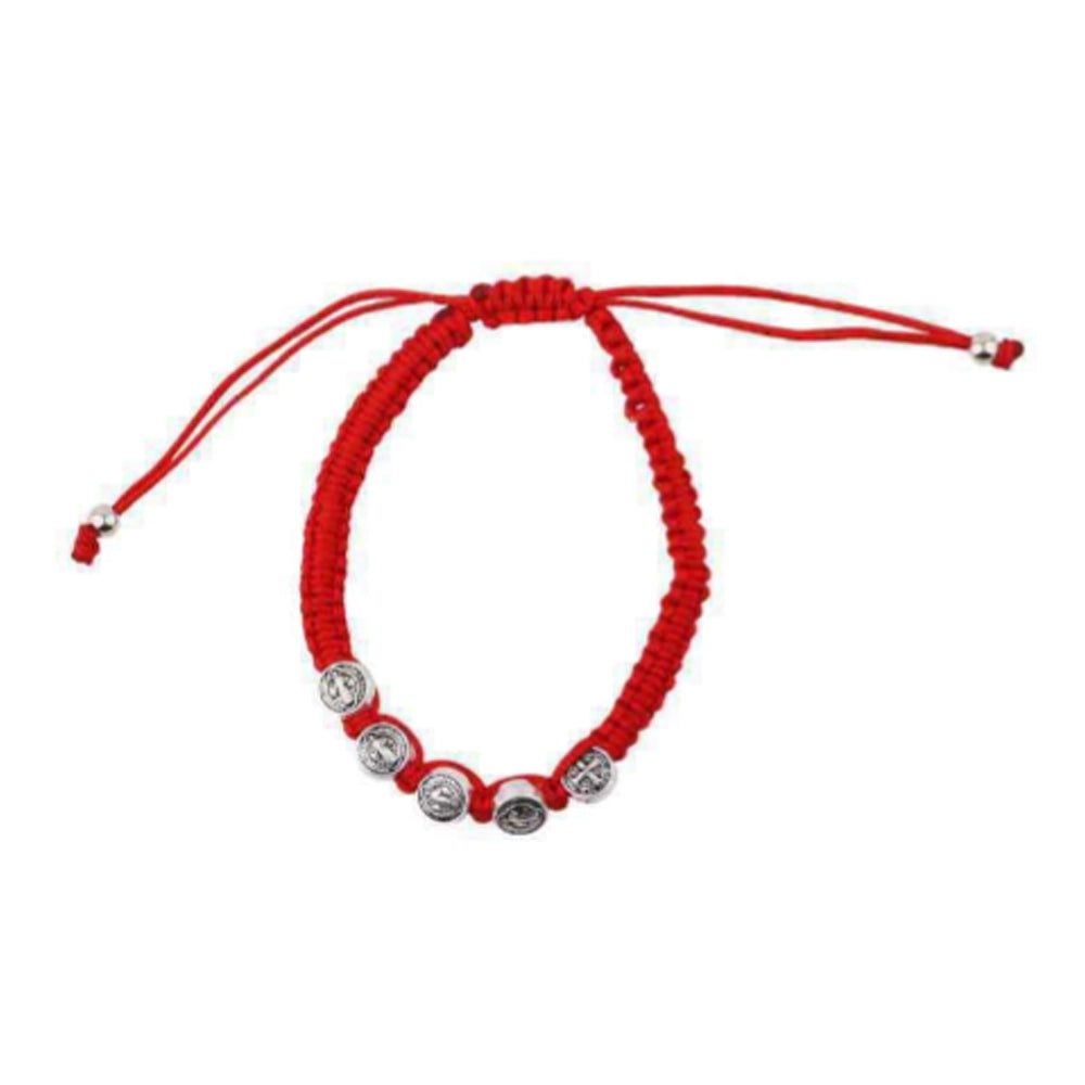 Red String Devotional Bracelet with Catholic Saint Medals