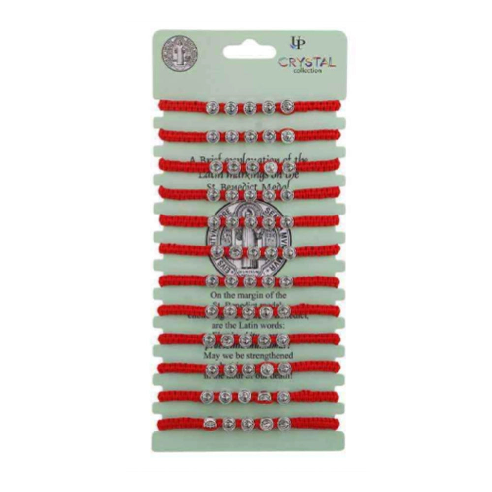 Red String Devotional Bracelet with Catholic Saint Medals