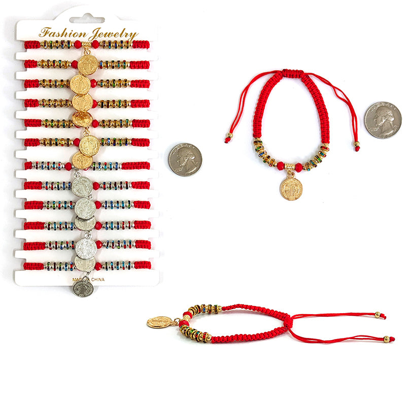 Saint Benedict Medal Red String Bracelet Set - Adjustable Protection