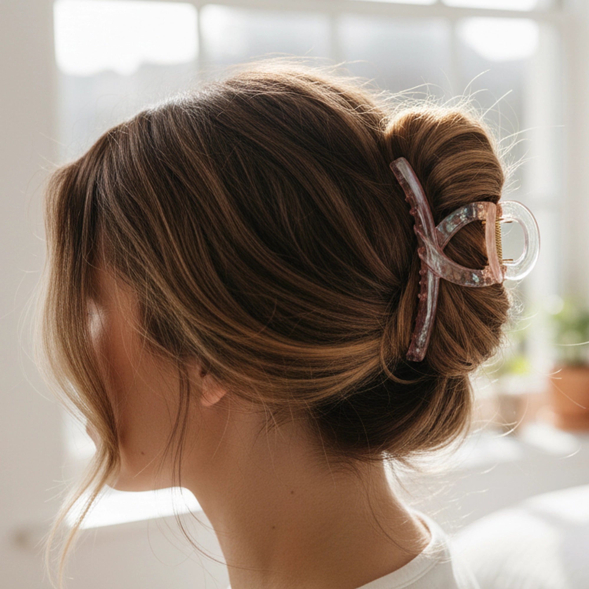 Timeless Hold Iridescent Pink Infinity Claw for a Chic, Jumbo Updo