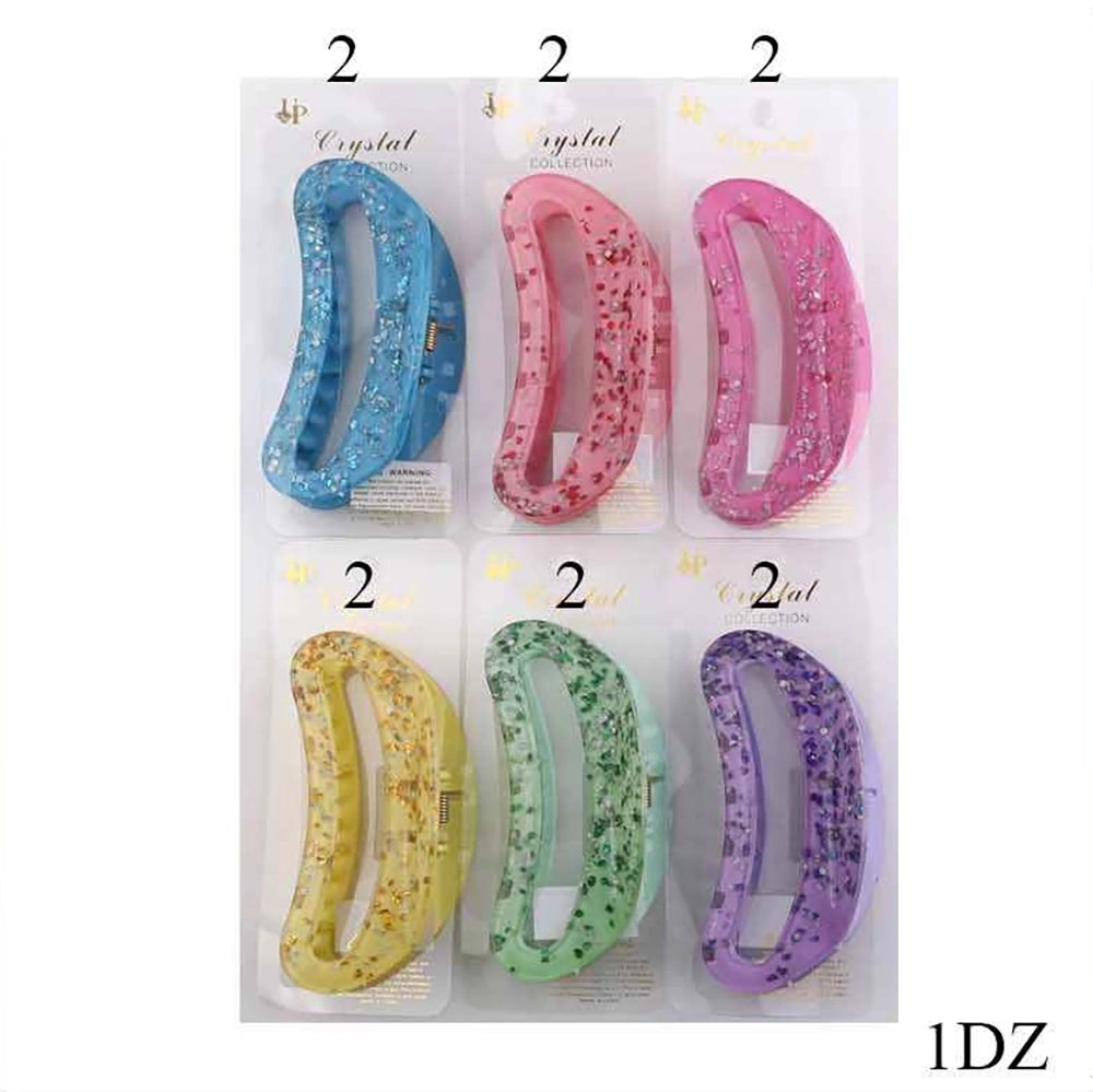 Large Glitter Hair Claw Clips for Thick Hair – Elegant Crystal Collection – 10.5cm Set of 12 (DHC-1214)