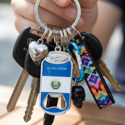 El Salvador Flag Can-Shaped Keychain Bottle Opener