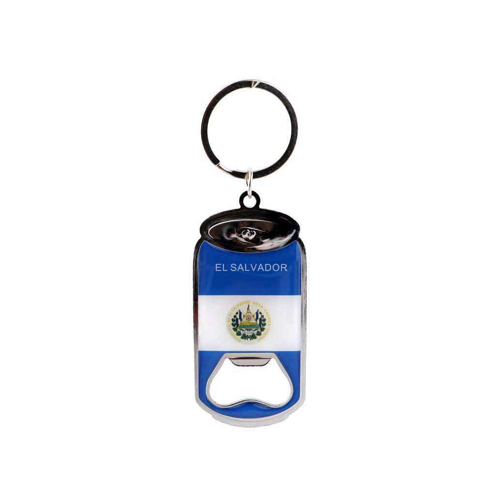 El Salvador Flag Can-Shaped Keychain Bottle Opener