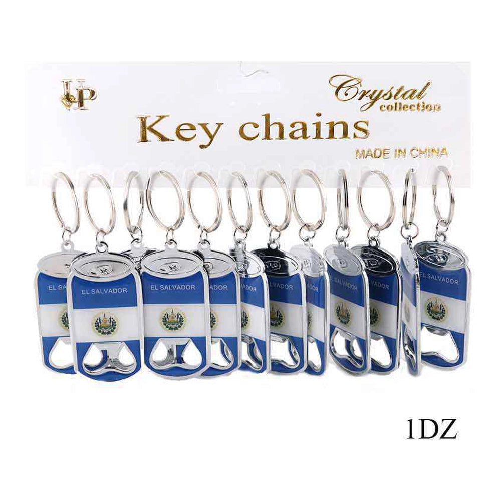 El Salvador Flag Can-Shaped Keychain Bottle Opener