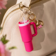 Mini Tumbler Keychain Set (12 Pack) – Cute Mini Straw Cup Keyring with "LOVE" Charm, Pastel Silicone Bag Charm Pendant for Backpacks & Keys (DKC-0414)
