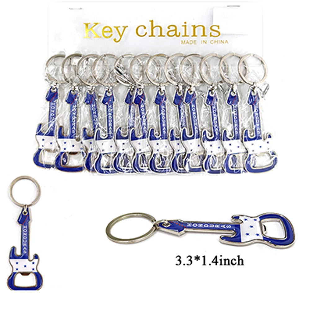 Honduras Flag Guitar Keychain & Bottle Opener | Honduran Souvenir (3.3 in)