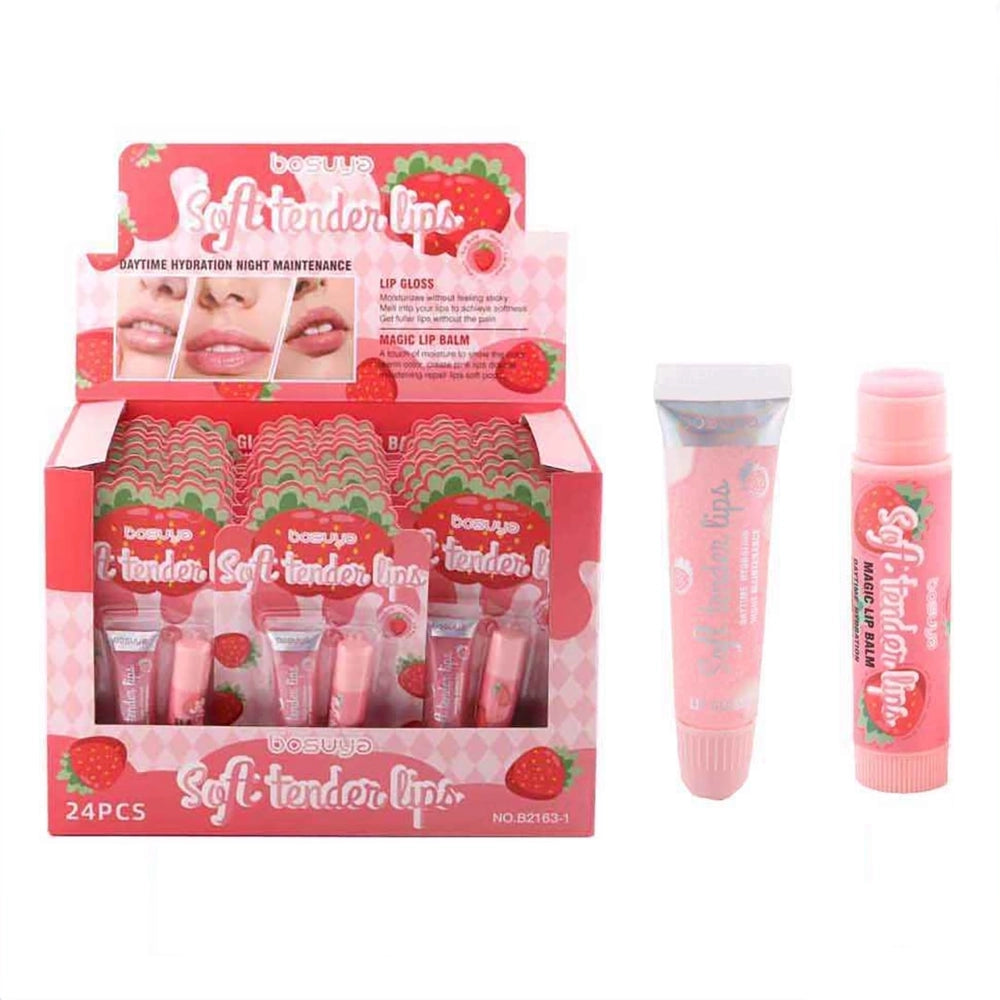 Soft Tender Lips - Strawberry Lip Gloss & Magic Lip Balm Duo 24pc Dispay (DNV-3226)