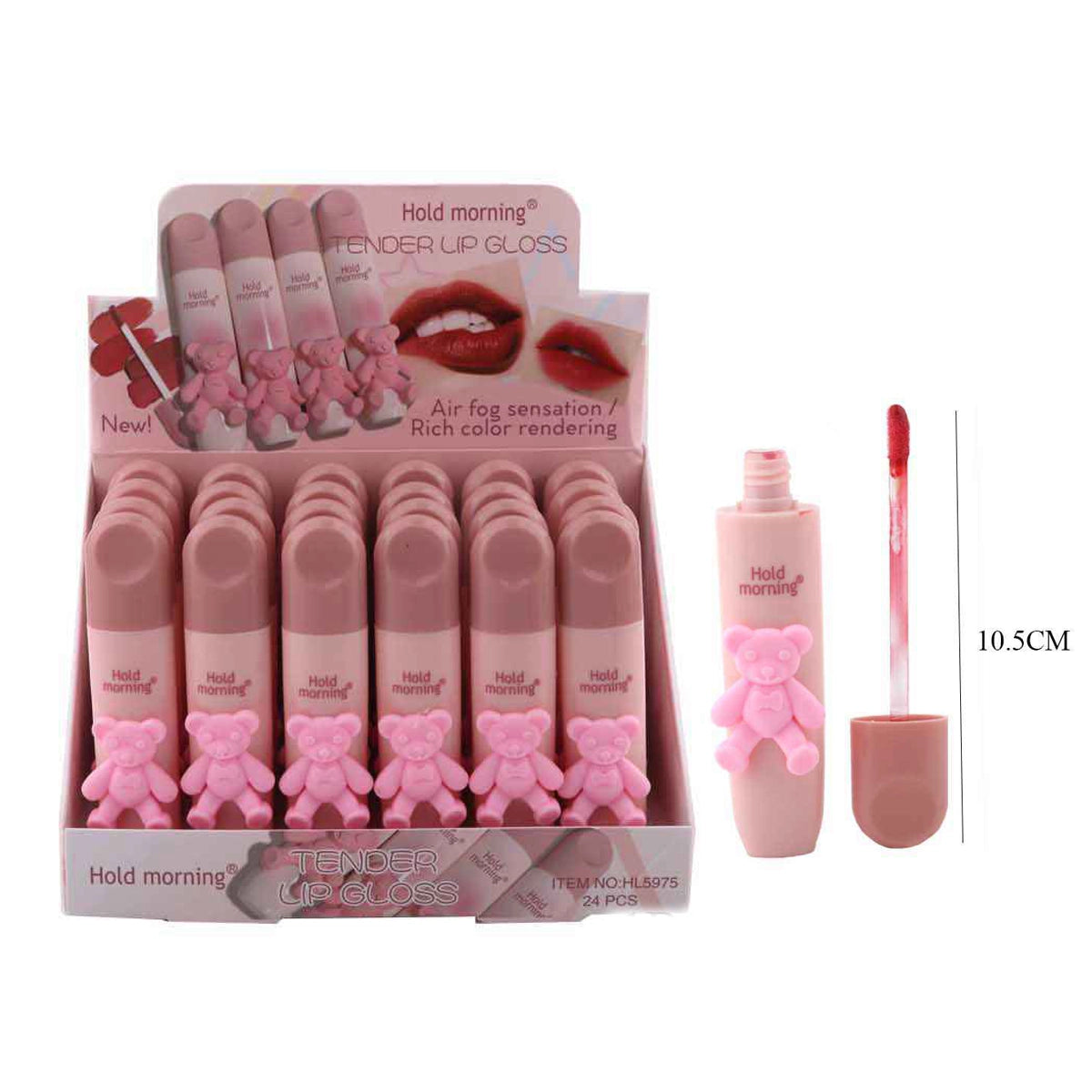 Hold Morning "Tender" Teddy Bear Lip Gloss – Soft Matte Air Fog Sensation (DNV-3300)