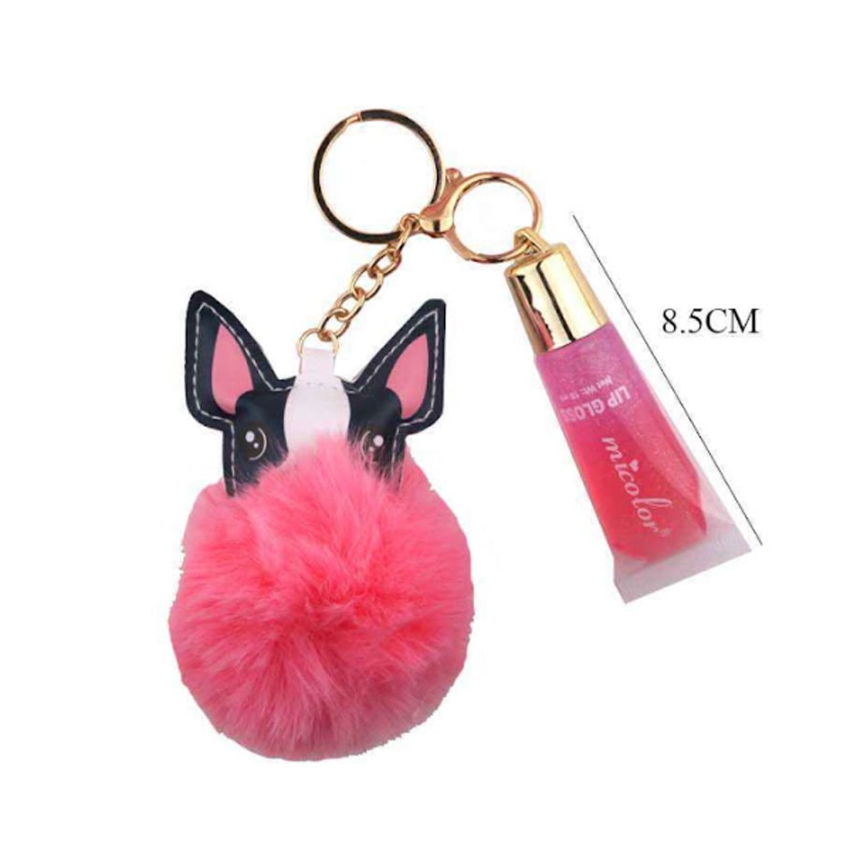 Micolor Lip Gloss Pom Pom Dog Keychain Set DNV-3308