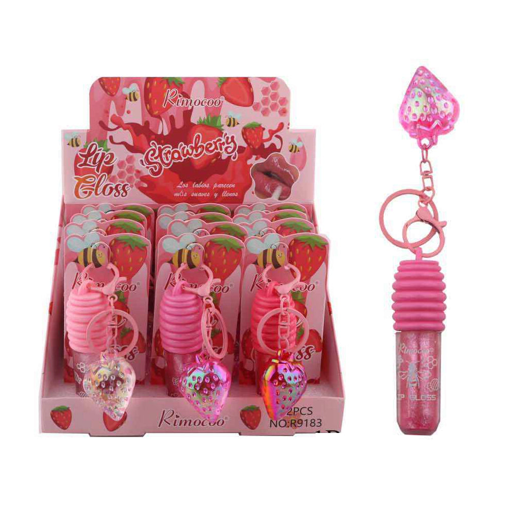 Rimocoo Strawberry Keychain Lip Gloss - Glitter & Honey-Infused Style (DNV-3370)