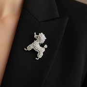 Rhinestone Poodle Dog Brooch Pin Set – Sparkly Crystal Animal Lapel Pin Wholesale (12-Piece Dozen Pack) (DNV-3495)