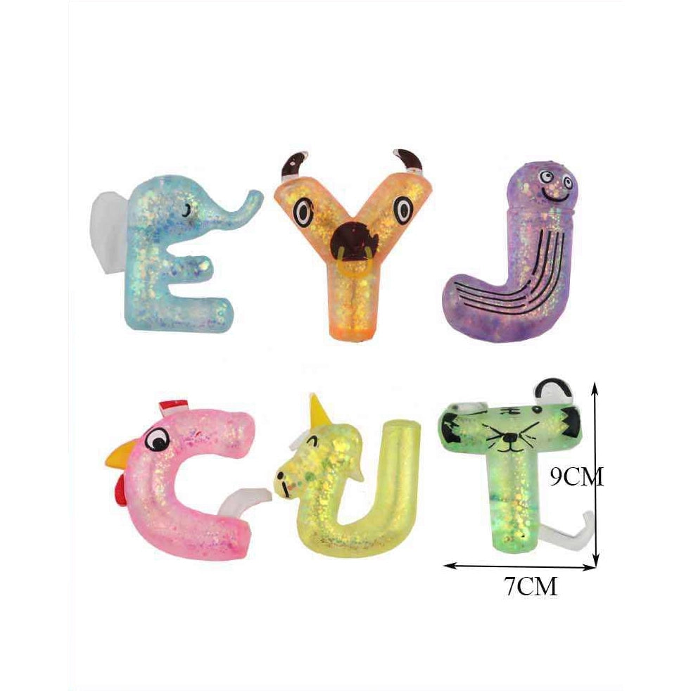 Glitter Alphabet Animal Squishy Toys Set - 12 Pcs Stress Relief Fidget Toys for Kids (DNV-3500)