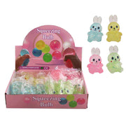 Cute Glitter Rabbit Squishy Stress Ball Toys (12-Piece Display Box) – Bunny Sensory Squeeze Toys for Kids & Adults (DNV-3502)