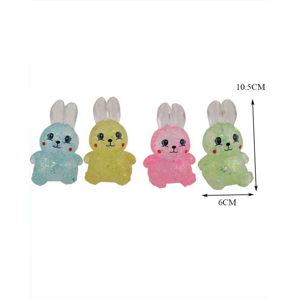 Cute Glitter Rabbit Squishy Stress Ball Toys (12-Piece Display Box) – Bunny Sensory Squeeze Toys for Kids & Adults (DNV-3502)