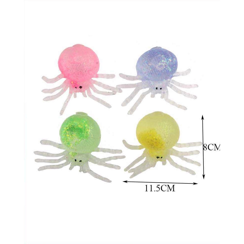 Glitter Spider Squeeze Toy (1 Box) - Sensory Stress Relief & Halloween Party Favor (DNV-3506)