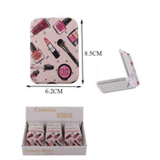 Portable Makeup Pattern Pocket Mirror - Small Folding Cosmetic Compact Mirror for Purse & Travel (DNV-3689)