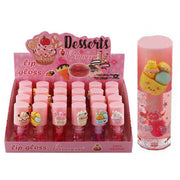 Rimocoo Desserts Clear Lip Gloss Set - 24-Piece Bulk Display Box (DNV-3781)
