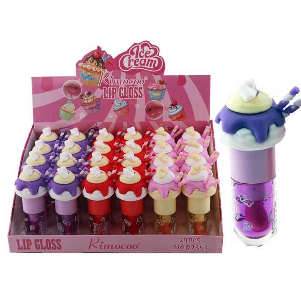 Rimocoo Ice Cream Shaped Lip Gloss Display Box – 24 Pcs Pack (DNV-3783)