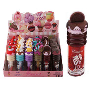 Rimocoo Ice Cream Shaped Pearlescent Lip Gloss Bulk Box (24 Pcs) – Cute Sundae Novelty Lip Balm for Party Favors & Gifts (DNV-3786)
