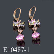 E10487-1 - Rose Gold Plated Pastel Crystal Drop Earrings | Floral Cubic Zirconia Dangle Earrings for Women