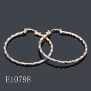 E10798 - Tri-Color 18K Gold Plated Diamond Cut Twist Hoop Earrings
