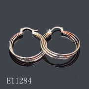E11284 - 18K Tri-Tone Gold Plated Multi-Strand Hoop Earrings | Lightweight Intertwined Hoop Earrings for Women