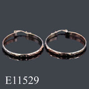 E11529 - 18K Gold Plated Diamond-Cut Textured Hoop Earrings for Women – Elegant Geometric Gold Hoops