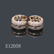 E12058 - Gold Plated Pavé Cubic Zirconia Huggie Hoop Earrings for Women | Micro-Pavé Crystal Wide Band Huggies