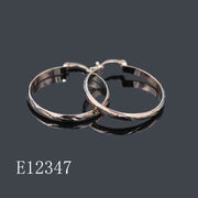 E12347 - 18K Gold Plated Textured Diamond-Cut Hoop Earrings for Women | Lightweight Classic Medium Hoops