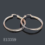E13359 - 18K Gold Plated Double Layer Textured Hoop Earrings for Women | Elegant Intertwined Twisted Gold Hoops