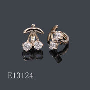 E13124 - 18K Gold Plated Cherry Huggie Earrings with Cubic Zirconia – Dainty Sparkle Fruit Hoop Earrings for Women