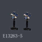 E13263-5 - 18K Gold Plated Sapphire Blue Crystal Flower Stud Earrings for Women