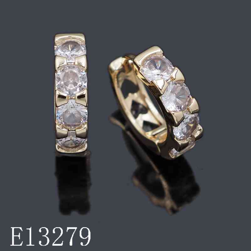 E13279 - Gold Plated Cubic Zirconia Huggie Hoop Earrings – Sparkly Small Channel Set Hoop Earrings for Women