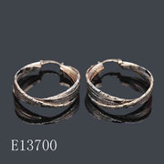 E13700 - 18K Gold Plated Twisted Multilayer Hoop Earrings – Textured Crossover Huggie Hoops for Women