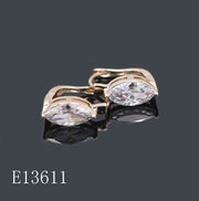 E13611 - 18K Gold Plated Marquise Cut Cubic Zirconia Huggie Hoop Earrings | Sparkling Crystal Leverback Earrings for Women