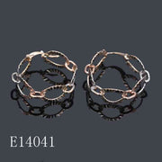 E14041 -  Two-Tone Rose Gold & Silver Plated Chain Link Hoop Earrings for Women
