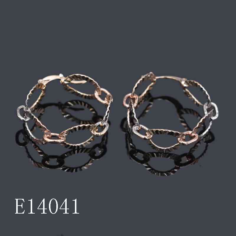 E14041 -  Two-Tone Rose Gold & Silver Plated Chain Link Hoop Earrings for Women