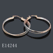 E14244 - 18K Gold-Plated 35mm Intertwined Double Hoop Earrings - Elegant Everyday Style
