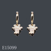 E15099 - Gold Plated Teddy Bear Dangle Huggie Earrings – Cubic Zirconia Crystal Teddy Bear Drop Earrings for Women & Girls