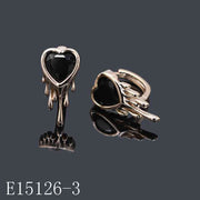 E15126-3 - Gold Plated Black Heart Huggie Earrings – Gothic Melting Liquid Dripping Gemstone Hoop Earrings