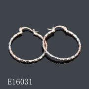 E16031 - 20mm Tri-Tone Diamond-Cut Gold Hoop Earrings | 18K Gold Plated | Lightweight Textured Hoops
