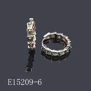 E15209-6 - Gold Plated Emerald Green Zircon Huggie Hoop Earrings for Women | Serpent Scale Geometric Gemstone Hoops