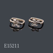 E15211 - 18K Gold Plated Cubic Zirconia Bow Huggie Hoop Earrings | Delicate Ribbon Hoop Jewelry