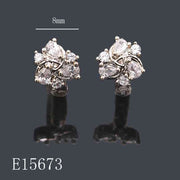 E15673 - 18K Gold Plated Cubic Zirconia Floral Stud Earrings – 8mm Petite Sparkle Cluster