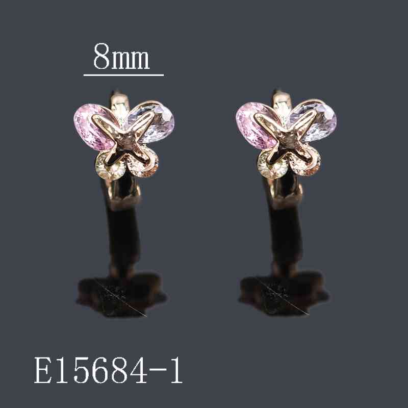 E15684-1 - 18K Gold Plated Butterfly Huggie Hoop Earrings – Pastel CZ Crystal Jewelry for Women & Girls (8mm)