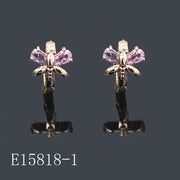 E15818-1 - 18K Gold Plated Dragonfly Huggie Hoop Earrings with Lavender Cubic Zirconia | Nature Jewelry Gift for Women