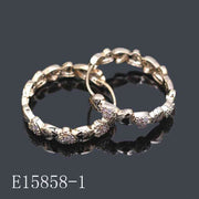 E15858-1 - 18K Gold Plated Heart Hoop Earrings with Cubic Zirconia Accents | Romantic Huggie Earrings for Women