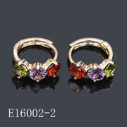E16002-2 - 18K Gold Plated Multicolor Huggie Hoop Earrings | Three-Stone Cubic Zirconia Small Hoop Earrings for Women