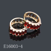E16003-4 - 18K Gold Plated Ruby Red Zirconia Small Hoop Earrings | Marquise Cut Huggie Hoops for Women